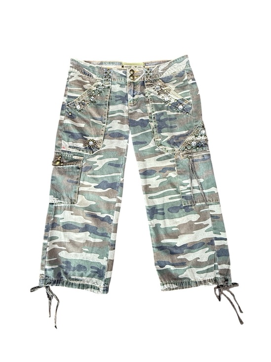 Miss Me Pants - Miss Me Embellished Camo Cargo Capri Pants Rhinestone Studded Size Medium